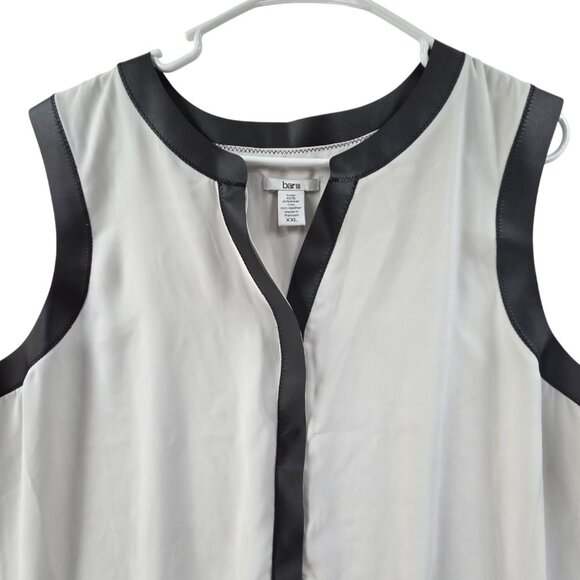 Bar III Women's Sleeveless Overlay Faux-Leather-Trim Top in white Size XXL - Picture 4 of 7